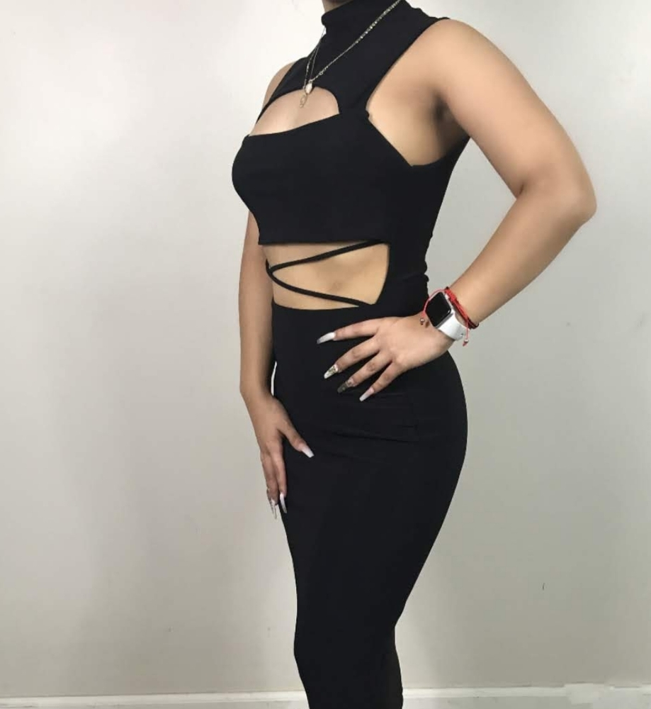 Black midi dress